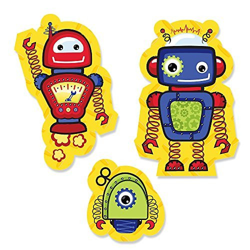 Big Dot of Happiness Robots - DIY Shaped Baby Shower or Birthday Party Cut-Outs - 24 Count