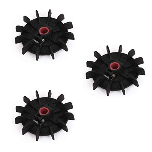 LDEXIN 3pcs 15mm 0.6" Inner Diameter Plastic 12 Impeller Air Compressor Motor Fan Blade Vane Wheel Replacement Black