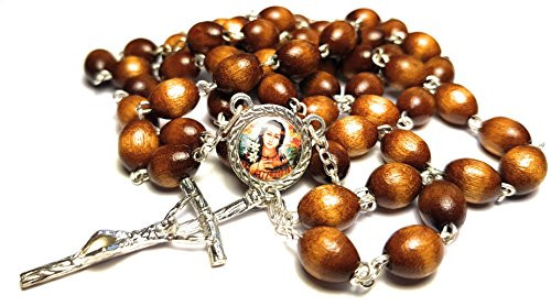 Saint Kateri Catherine Tekakwitha 3rd Class relic Rosary Lily of The Mohawks Patron of Ecology Environment Loss of Parents People in Exile Native Americans Philippines  Brown