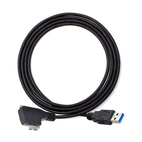 Cablecc Dual Screws 90 Degree Left Angled Micro USB Mount to USB3.0 Data Cable for Industrial Camera 3M