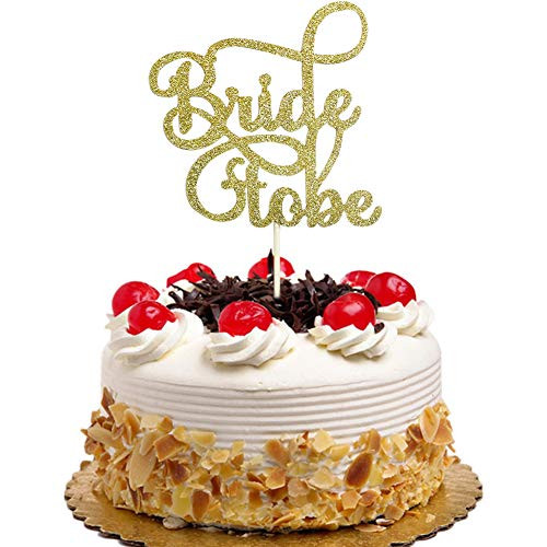 Bride to Be Cake Topper for Bridal Shower, Engagement, Bachelorette, Wedding Party Decorations Gold Glitter