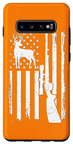 Galaxy S10Plus Orange Grunge Buck Elk Deer Hunting USA America Flag Gear Case