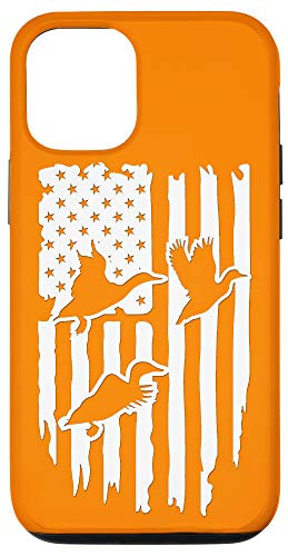iPhone 12 12 Pro Orange 4th Of July Grunge Duck Hunting USA America Flag Dad Case