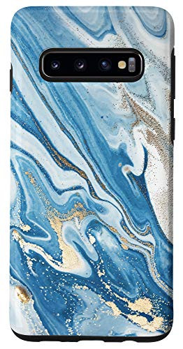 Galaxy S10 Liquid Swirl Abstract Blue and Orange Pattern Aesthetic Case