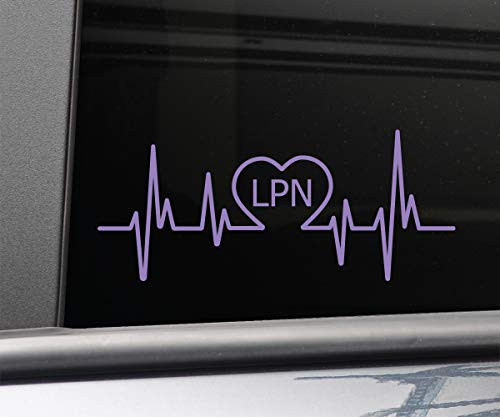 Nashville Decals LPN Licensed Practical Nurse Heartbeat Vinyl Decal Laptop Car Truck Bumper Window Sticker  8" x 3.25"  Purple Nashville Decals LPN Licensed Practical Nurse Heartbeat Vinyl Decal Laptop Car Truck Bumper Window Sticker  8" x 3.25"  Purple