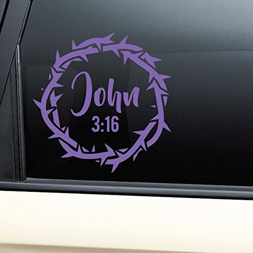 Nashville Decals John 3 16 Christian Vinyl Decal Laptop Car Truck Bumper Window Sticker - Purple