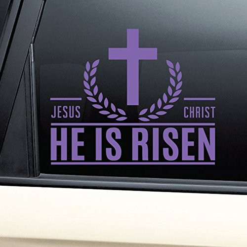 Nashville Decals Jesus Christ He is Risen Christian Vinyl Decal Laptop Car Truck Bumper Window Sticker - Purple Nashville Decals Jesus Christ He is Risen Christian Vinyl Decal Laptop Car Truck Bumper Window Sticker - Purple