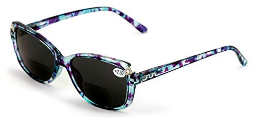 Women's Bifocals Reading Sunglasses Reader Glasses Vintage Outdoor Cateye Mosaic Blue Purple 1.25 Women's Bifocals Reading Sunglasses Reader Glasses Vintage Outdoor Cateye Mosaic Blue Purple 1.25