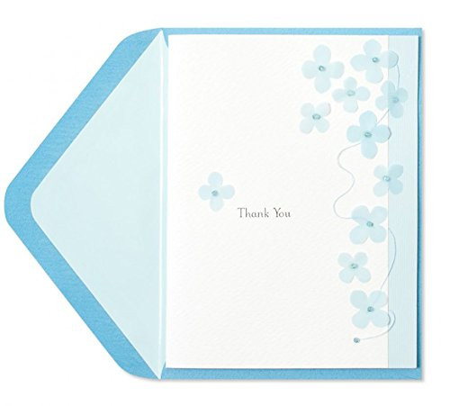 Papyrus Light Blue Flowers Thank You Card