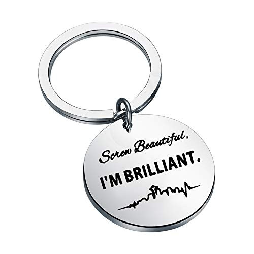 CHOORO Grey's Anatomy Jewelry Cristina Yang Screw Beautiful I'm Brilliant Keychain Greys Anatomy Inspired Jewelry  I'm Brilliant Keychain