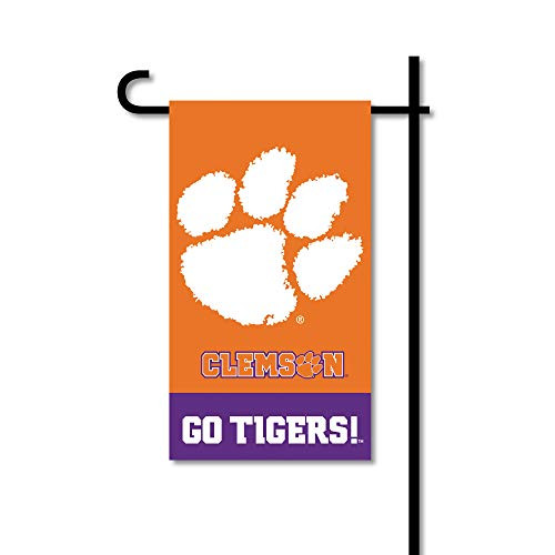 BSI NCAA Clemson Tigers Unisex Mini Garden Flag W Polemini Garden Flag W Pole  Orange  One Size