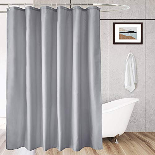 AooHome Extra Wide 78 Width x 72 Height Inch Shower Curtain  Fabric Durable Bathroom Curtain with Hooks for Hotel  Weighted Hem  Washable  Waterproof  Light Gray