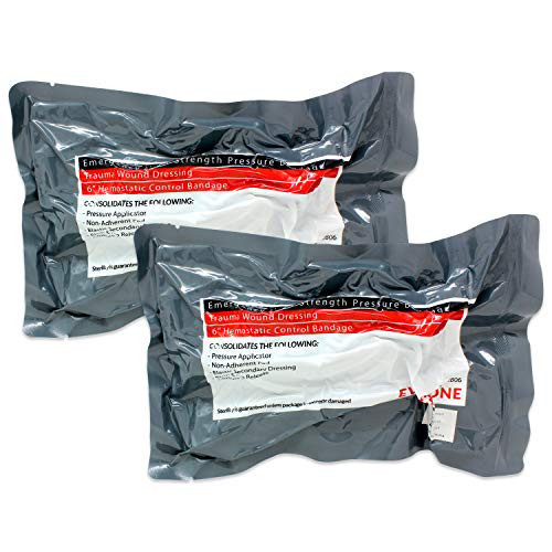 EverOne 6" Israeli Emergency High Strength Compression Bandage  Trauma Wound Dressing  Hemostatic Control Bandage  2 Pack