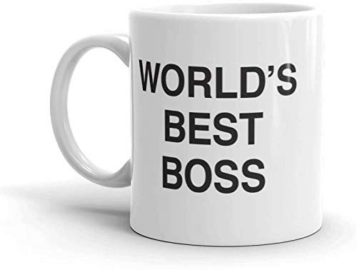 Worlds Best Boss Mug Coffee Mug With Dunder Mifflin The -Worlds Best Boss-11 oz Funny Ceramic Coffee Tea Cocoa Mug-Unique Coffee Cup and Present Idea for Male Female Bosses Coworkers  Best Boss Mug