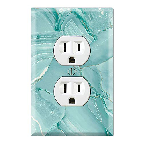 Graphics Wallplates - Aqua Blue Marble Textures Art Print - Duplex Outlet Wall Plate Cover