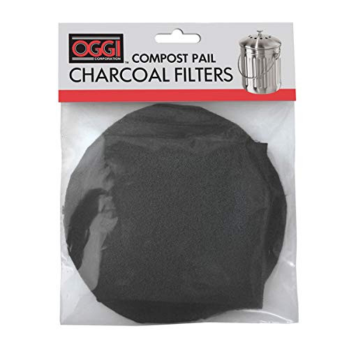 Oggi Replacement Charcoal Filters for Compost Pails  7320  5427  5448 and 7700  Set of 4  Black