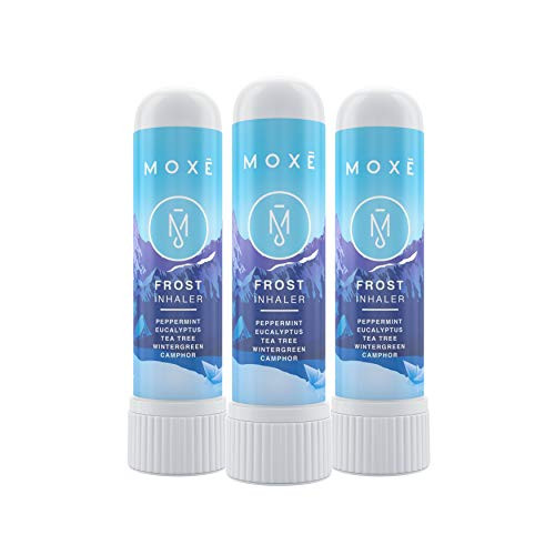 MOXE Frost - Energizing Aromatherapy Nasal Inhaler - Alleviate Headaches  Boost Focus  and  Energy - Cooling Sinus Blaster - Includes Peppermint  Eucalyptus   and  Wintergreen Essential Oils  3-Pack