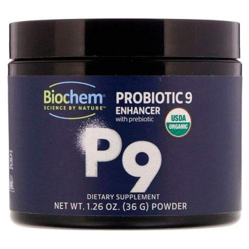 Biochem Probiotic 9 Enhancer with Prebiotic  Supports Digestive Health and Healthy Immune System  Maximum Strength Probiotic Powder Mix  1.26oz