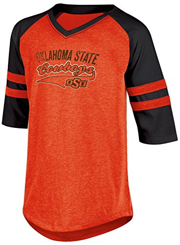 NCAA Oklahoma State Cowboys Youth Girls Half sleeve Tunic Tee wit  Large  Orange Heather