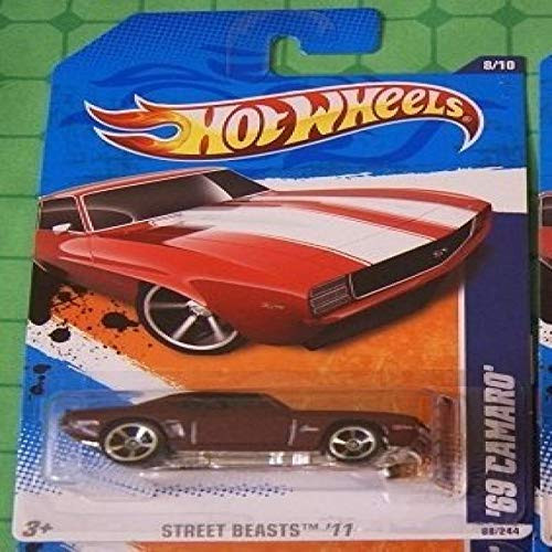 Hot Wheels 2011 88 244 - Street Beasts 8 10 - '69 Camaro  Metallic Burgundy Red