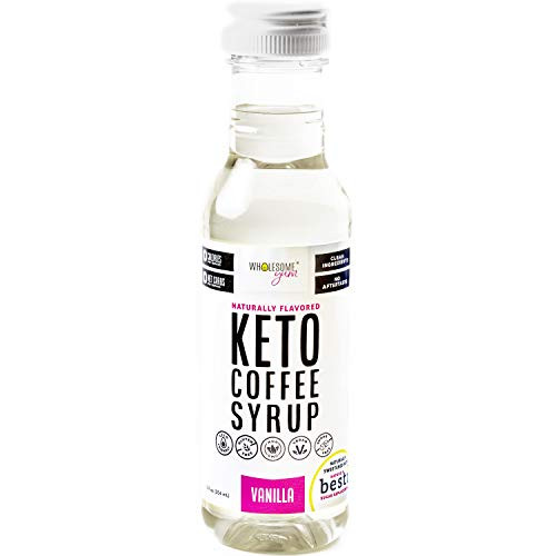 Wholesome Yum Keto Coffee Syrup - Sugar Free Vanilla Syrup With Monk Fruit  and  Allulose  12 fl oz  - Naturally Sweetened  and  Flavored  Non GMO  Low Carb  Gluten-Free  Vegan