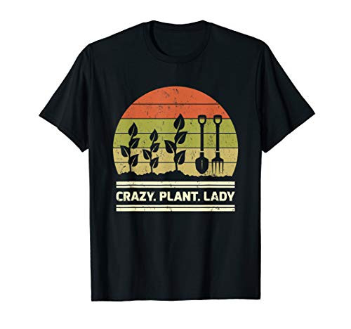 Retro Vintage Crazy Plant Lady Funny Women Girls Garden T-Shirt