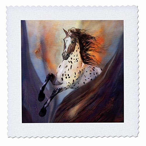 3dRose qs_172227_3 Wild Horse Galloping Power Vigor Orange Brown-Quilt Square  8 by 8-Inch