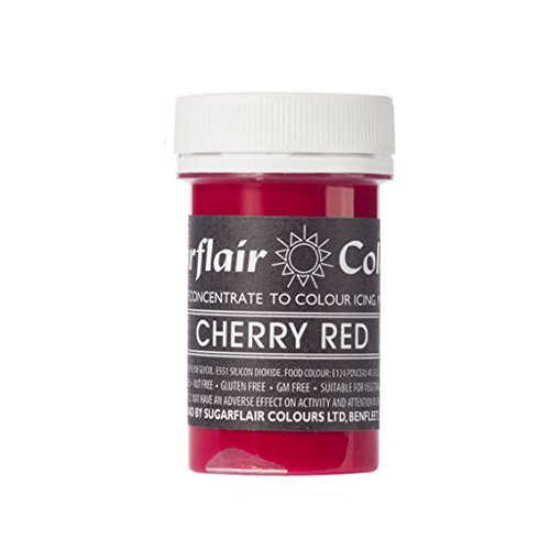Sugarflair CHERRY RED Pastel Paste Gel Edible Concentrated Food Icing Colouring