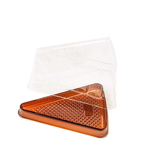 50 Cupcake boxes Cupcake Container Cake Slice Container Cheesecake Slice Container Holder Cupcake Rack Clear Cake Slice Box Plastic Dessert Boxes4 inch Triangle  Brown