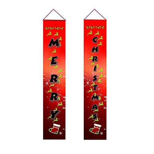 Merry Christmas Banners  Christmas Decorations  Front Door Merry Christmas Porch Banners? Red Porch Sign Hanging Xmas Decorations for Home Wall Indoor Outdoor Holiday Party Decor  orange