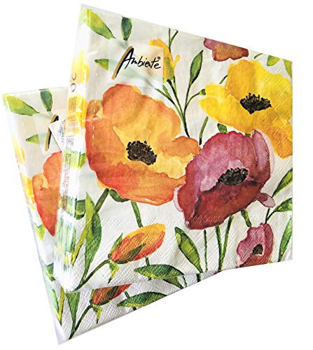 20-ct 13x13 Orange Poppy Napkins  Floral Napkins  Floral Paper Napkins  Decorative Napkins for Decoupage Fall Napkins  Thanksgiving Napkins  Birthday Napkins for Adults  Paper Dinner Napkins