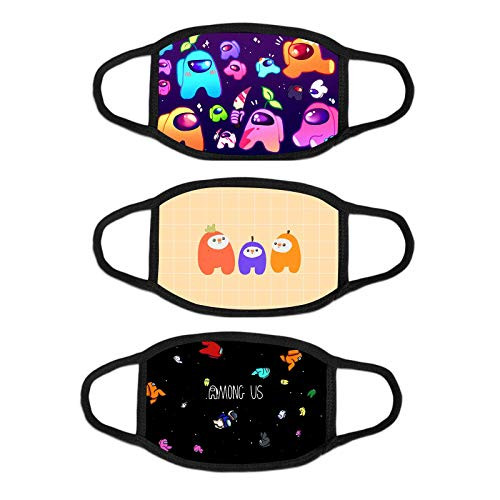 3pcs Among Us Impostor Crewmate The SUS Cloth Face Mask Bandana Reusablea Washable Outdoor for School Kids Childs