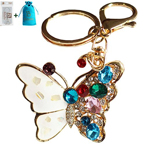 Bolbove Pretty Rhinestones Butterfly Keychain Sparkling Keyring Crystal Purse Pendant Handbag Charm