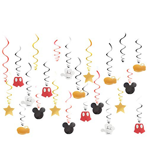 30 pc Mickey Minnie Hanging Swirl Decorations - Ceiling Streamers for Mouse Party Mickey Minnie Mouse Theme Party Supplies  Party Favors for Kids  Mickey