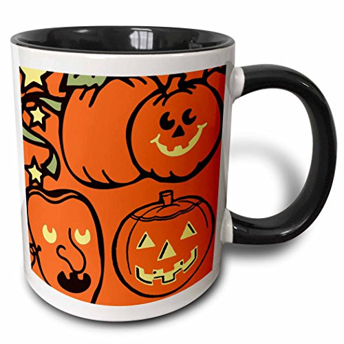 3dRose mug_58093_4"Orange Pumpkins" Two Tone Black Mug  11 oz  Multicolor