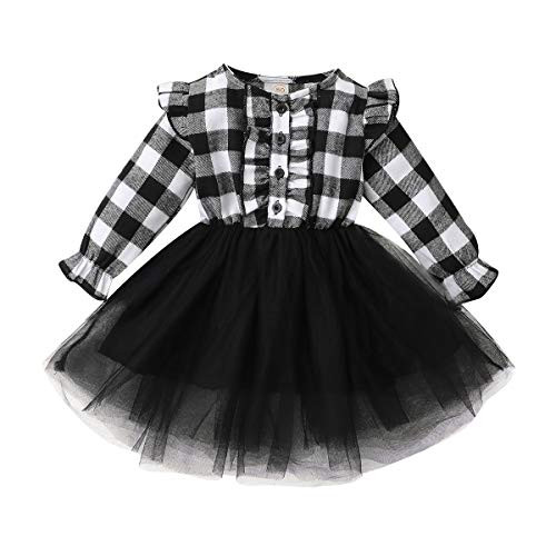 Infant Toddler Baby Girls Christmas Dress Plaid Tulle Lace Tutu Dresses Princess Party Embroidery Print Xmas Outfit  12-24 Months  White Plaid  Black Infant Toddler Baby Girls Christmas Dress Plaid Tulle Lace Tutu Dresses Princess Party Embroidery Print Xmas Outfit  12-24 Months  White Plaid  Black