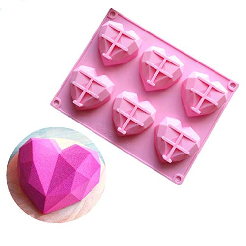 2Pcs set 3D Diamond Silicone Heart Shaped Cake Mold  Non-Stick Mousse Bread Bakeware Cake Pan Home Baking DIY  Heart Love Shape