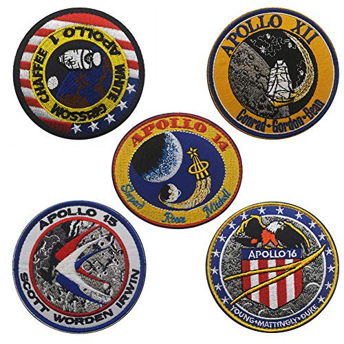 SOUTHYU 5 Pack NASA Apollo 1 12 14 15 16 Space Mission Tactical Morale Patches Military Emblem Badge  Hook  and  Loop Patch
