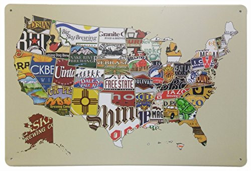 ERLOOD American US MAP Retro Vintage Tin Sign 12 X 8 ERLOOD American US MAP Retro Vintage Tin Sign 12 X 8