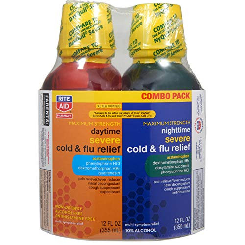 Rite Aid Maximum Strength Daytime and Nighttime Severe Cold and Flu Relief  12 fl oz - 2 ct