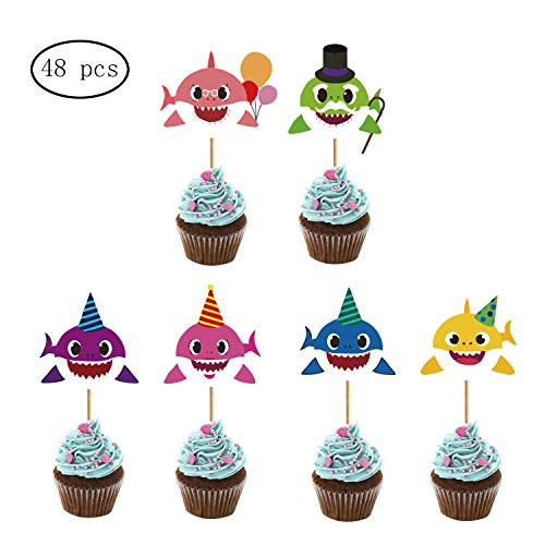 Party Nice 48 pieces Baby Shark Cupcake Toppers Shark Theme Party Supplies- Shark Family Baby Shower Birthday Party Decorations Party Nice 48 pieces Baby Shark Cupcake Toppers Shark Theme Party Supplies- Shark Family Baby Shower Birthday Party Decorations