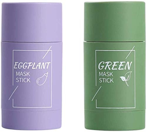 Green Tea Eggplant Purifying Clay Stick Mask  Face Moisturizes Oil Control  Deep Clean Pore  Improves Skin for All Skin Types Men Women ?2pcs?  Green TeaPlusEggplant