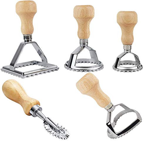 5 Packs Ravioli Cutter Stamps Maker with Roller Wheel Set  Pasta Shape Maker Mold Pasta Press Kitchen Attachment for Ravioli  Pasta  Dumplings Lasagna  Pierogi  Leading Dough Cutter Press Stamps
