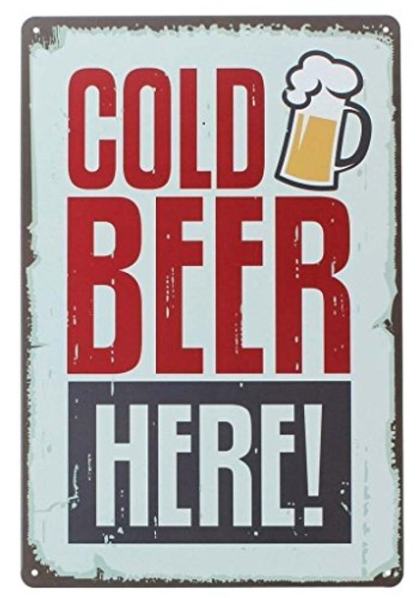 ERLOOD Pin up Cold Beer Here Retro Vintage Decor Metal Tin Sign 12 X 8