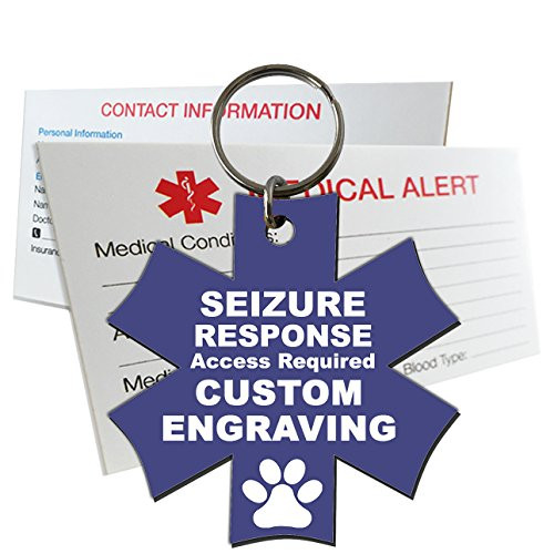 My Identity Doctor Seizure Response Service Dog Tag Custom Engraved Medical Symbol Plastic - Purple - Medium
