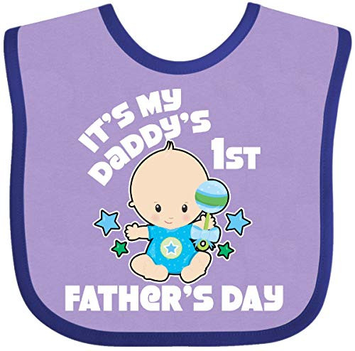 Inktastic Its My Daddys 1st Fathers Day with Baby Baby Bib Lavender and Purple