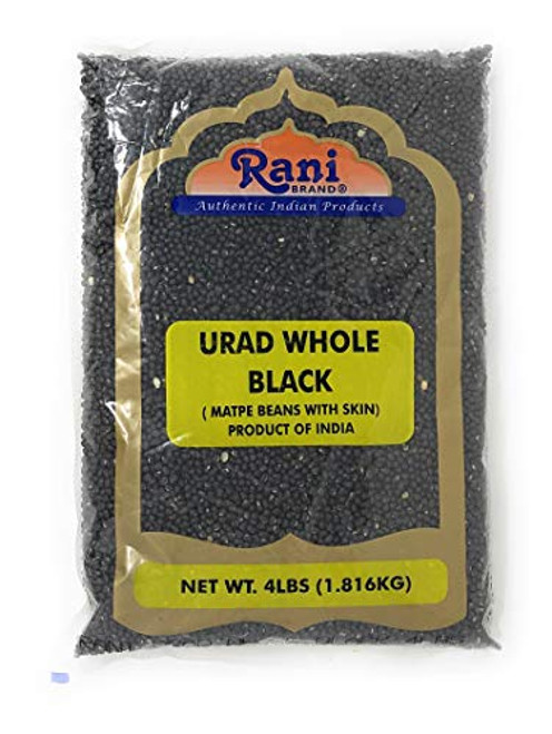 Rani Urid Urad Whole Black Matpe Beans with Skin Lentils 4lbs 64oz ~ All Natural Indian Origin Gluten Friendly NON-GMO Vegan Rani Urid Urad Whole Black Matpe Beans with Skin Lentils 4lbs 64oz ~ All Natural Indian Origin Gluten Friendly NON-GMO Vegan