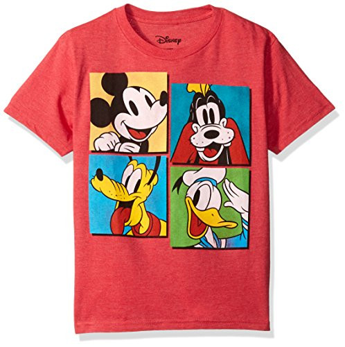 Disney Big Boys' Mickey Mouse  Donald Duck and Goofy T-Shirt  Red Heather  M
