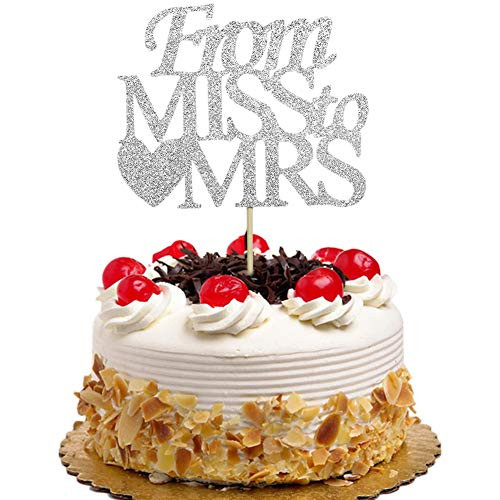 From Miss To Mrs Cake Topper for Engagement, Wedding, Bridal Shower Party Decorations Silver Glitter From Miss To Mrs Cake Topper for Engagement, Wedding, Bridal Shower Party Decorations Silver Glitter