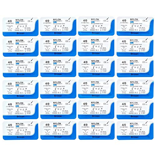 Pkg. of 24 Sutures Thread with Needle -First Aid Field Emergency Practice and Training  for Practicing Suturing Doctors  Medical Students  Veterinarians and Nurses